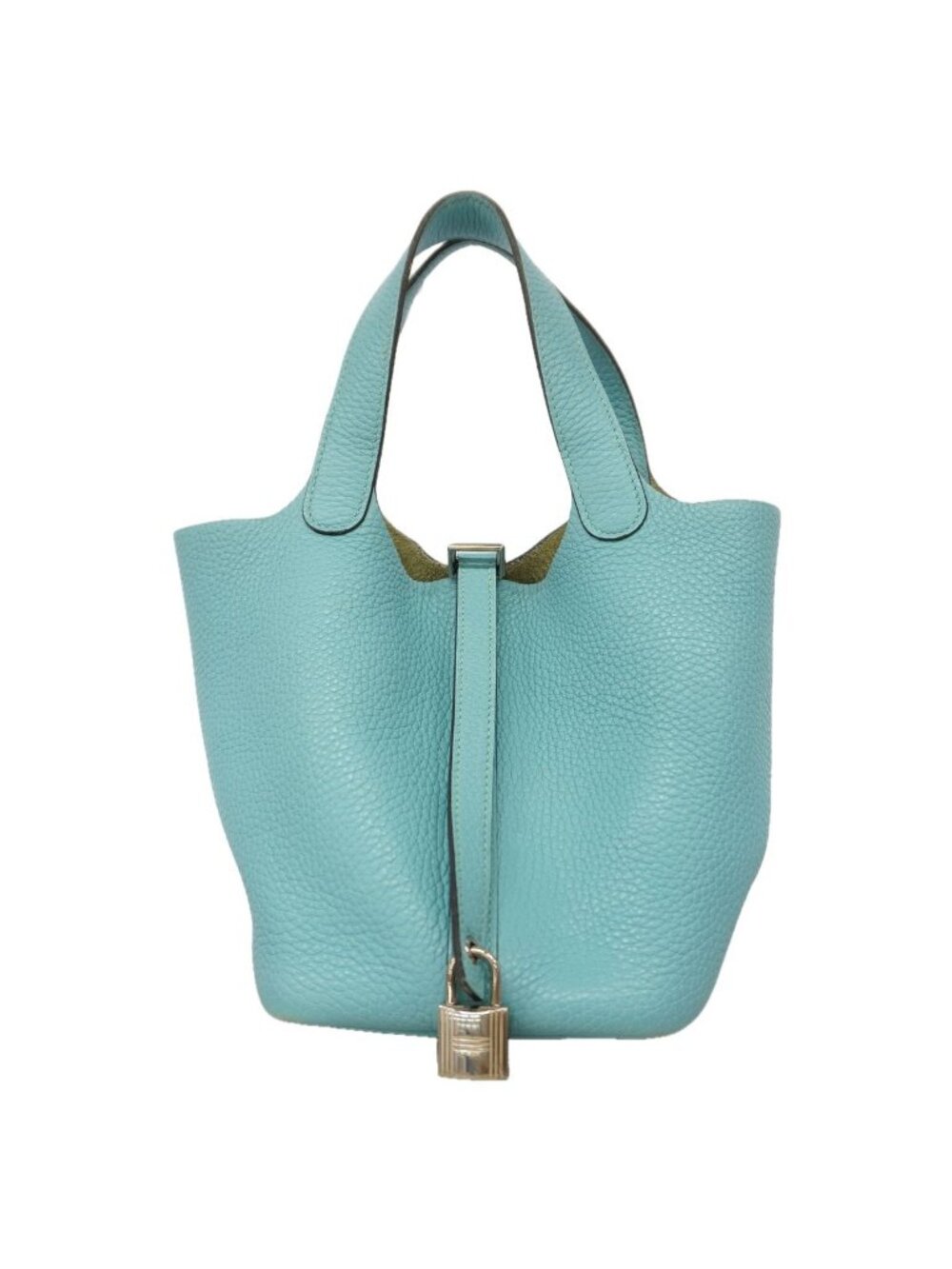 Hermes Handbag Picotin Lock PM Taurillon Clemence Blue Ator Silver